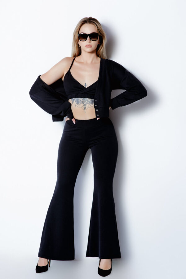 Black Urban Beauty: Kardigan rib, Spodnie Dzwony Rib, Stanik Rib,