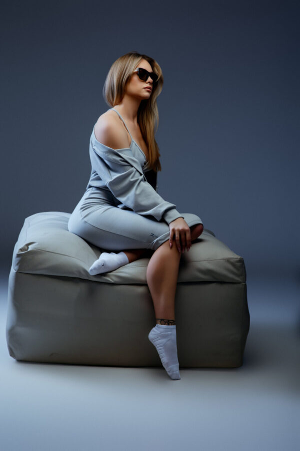 White Skarpety Sportowe 1NASTY – Reflective Crew Short; Lite Grey Urban Beauty: Spudnica Rib, Kardigan Rib,